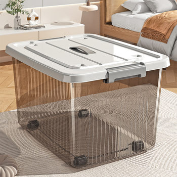 Portable Transparent Storage Box Household Clothes Storage Box Toy Snack Storage Box Plastic Storage Basket Storage Box