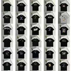 Cross-Border Trade High-End Version L Brand Summer New Pure Cotton Printed Short-Sleeve Heavyweight Loose-Fitting Unisex Versatile Casual T-Shirt