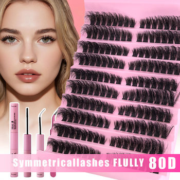 Cross-Border DIY Fluffy Hair Scrub Board 80D Large Capacity Thick Curly Fluffy European and American Hot Melt Fried Hair Segmented False Eyelashes