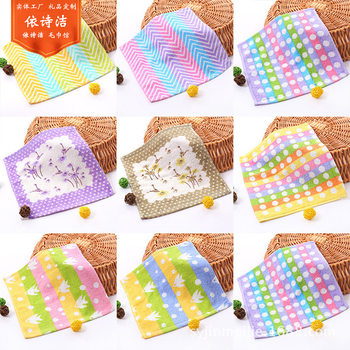 Manufacturer Wholesale Printed Square Towel 28*28 Multi-Pattern Cartoon Cotton Towel Household Hand Wiping Table Small Handkerchief Soft