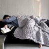 Nordic Style Lazy Style Coarse Wool Half Velvet Knitted Sofa Blanket Casual Chenille Blanket Single Blanket Soft