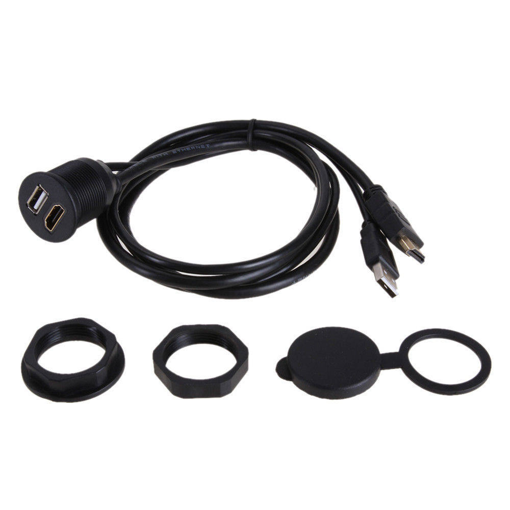 Car waterproof line motorcycle ship dashboard USB2.0 HDMI HD male to female waterproof line 1m
