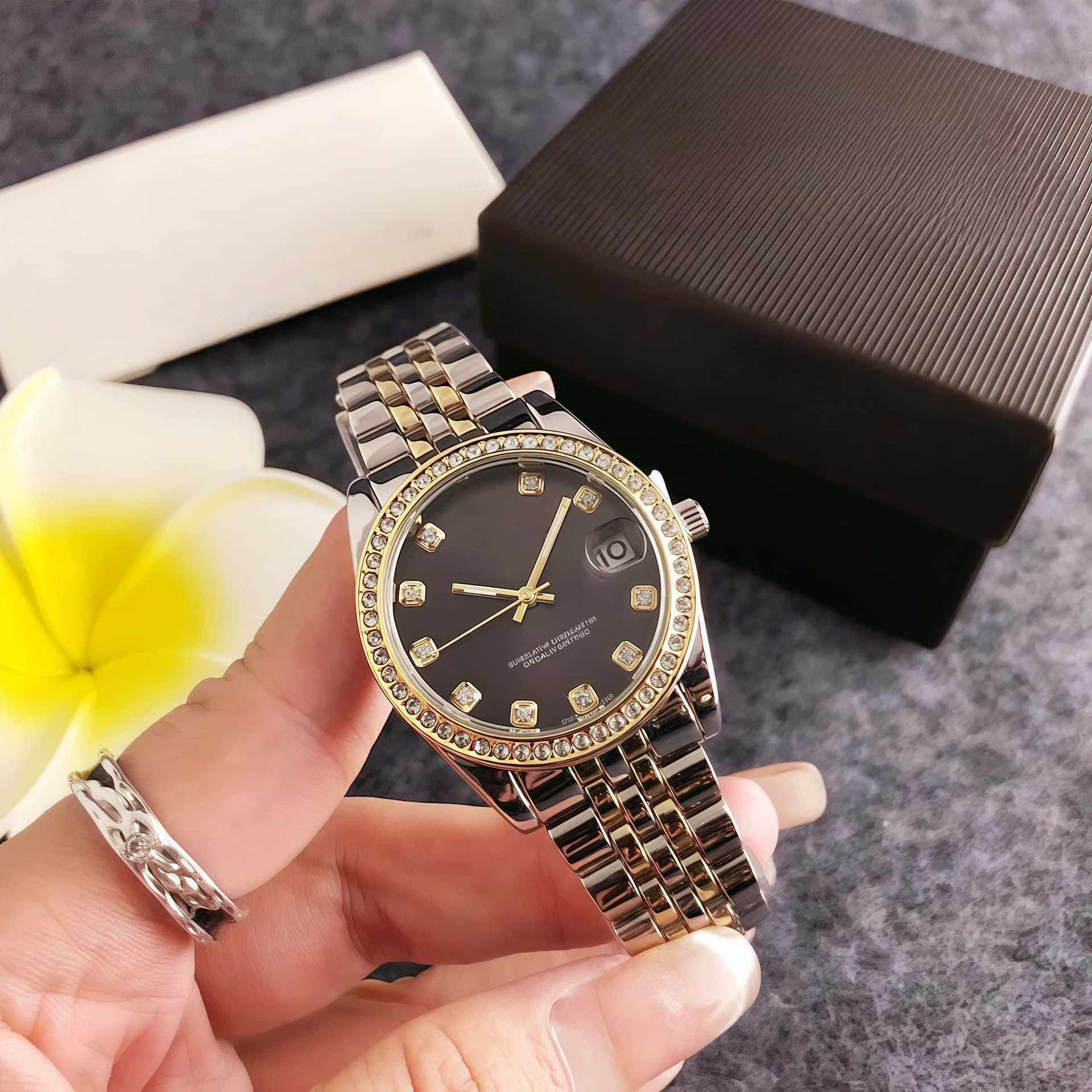 Calendar Quartz Fashion Personalized Men's and Women's Watches Wholesale Factory Direct Sales Foreign Trade Best-Selling Round Diamond Large Dial Watch