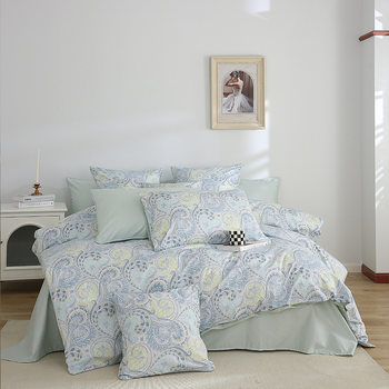 [Blue cashew nut] cotton 60 satin quilt cover pastoral long-staple cotton quilt cover four-piece cotton bedding