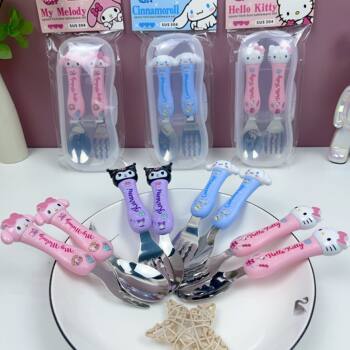 New Sanrio Fork Spoon Set Cute Yugui Dog 304 Stainless Steel Student Dining Tableware Spoon Small Spoon