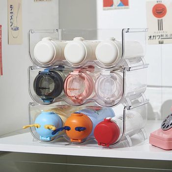 Desktop Stackable U-Shaped Red Wine Display Rack Refrigerator Beverage Storage Rack Water Cup Rack Finishing Transparent Heat Preservation Cup Rack