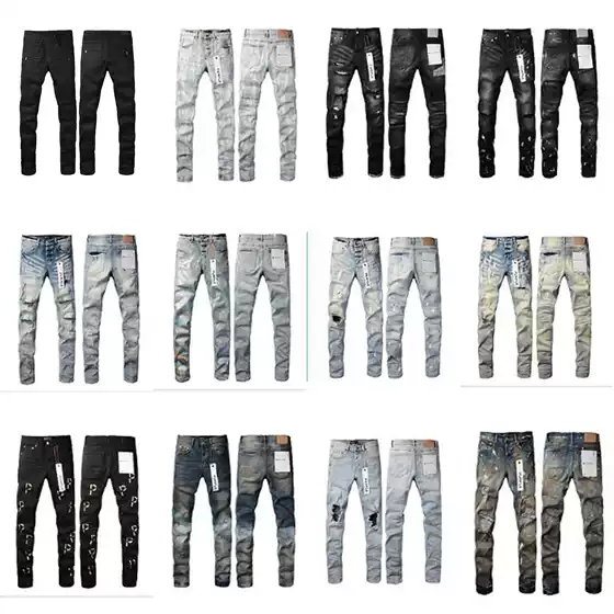 European Style Men's Trendy High Street Fashion Embroidered Ripped Graffiti Design Slim Fit Casual Pants