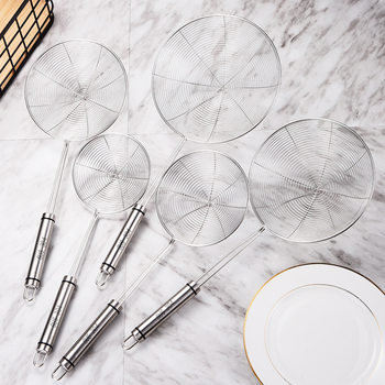 304 Stainless Steel Round Tube Draining Mesh Strainer for Hot Pot and Frying, Household Kitchen Noodle and Dumpling Strainer