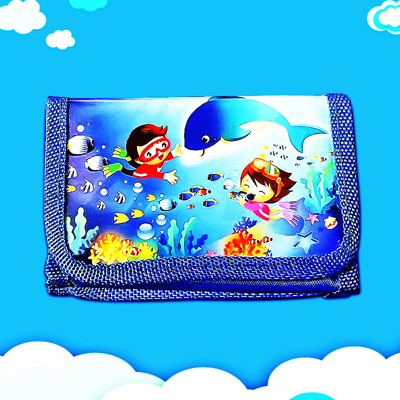 Creative New Fabric Coin Purse Foldable Storage Bag for Boys and Girls Cartoon Animation Three-fold PVC Wallet