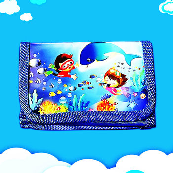 Creative New Fabric Coin Purse Foldable Storage Bag for Boys and Girls Cartoon Animation Three-fold PVC Wallet