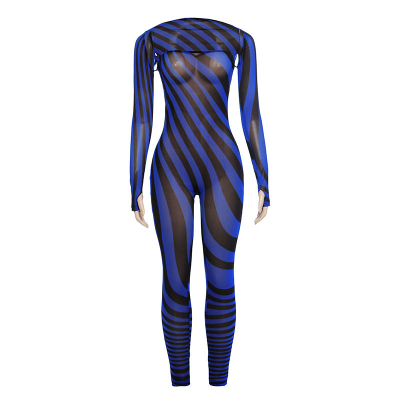 Womens Striped Bodysuit Jumpsuit Set Sexy Strapless Long Sleeve Fitted Design Autumn Fashion for Parties Wholesale