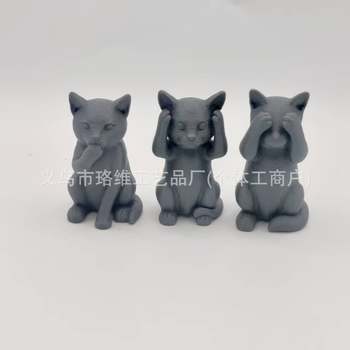 Cross-Border New Product, Don'T Listen, Don'T Look, Don'T Speak, Cat Halloween Cat Decoration Ornaments