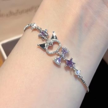 Cartoon Purple Kuromi Sparkling Zircon Bracelet 2026 New Style Girly Versatile Best Friend Bracelet Gift