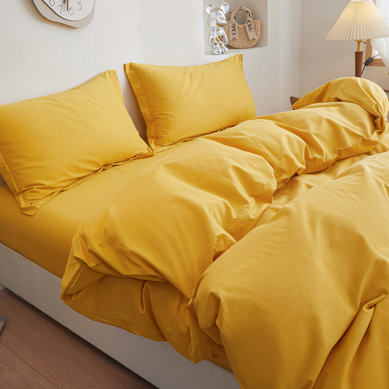 Pure Cotton Bed Four-Piece Set 60-Count Pure Color Bed Sheetss Pure Cotton Quilt Cover Student Dormitory Three-Piece Set Bed Bed Sheets Quilt Cover Wholesale