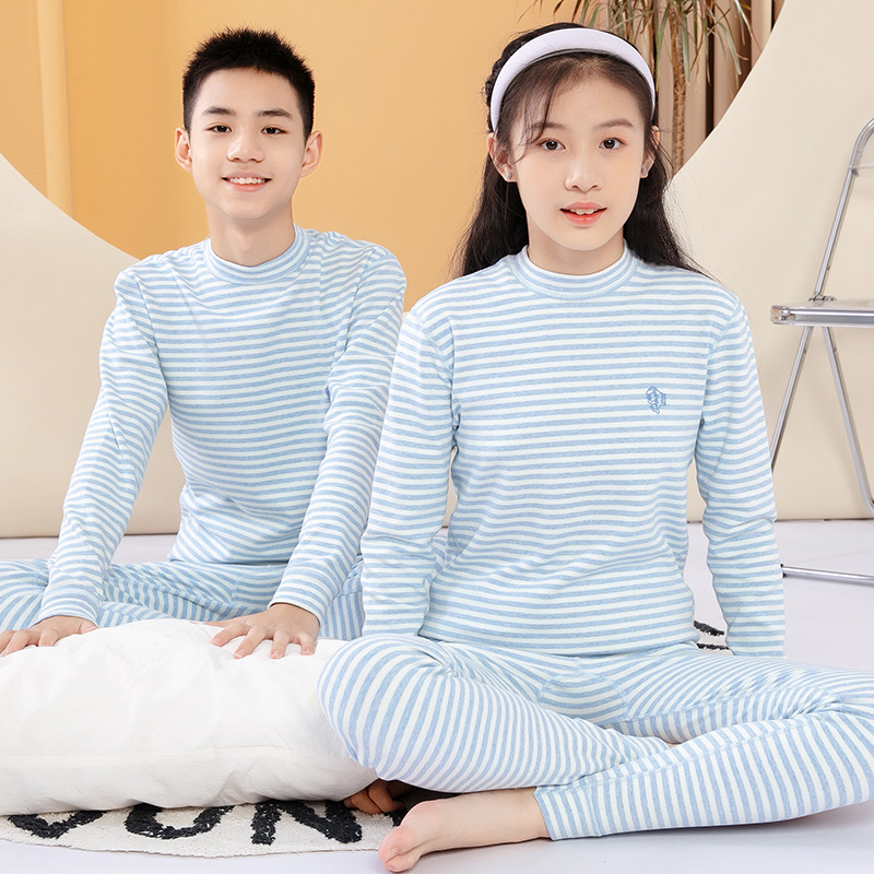 半领中大童保暖内衣套装女青少年舒绒秋衣秋裤初中学生打底衫 - 图2