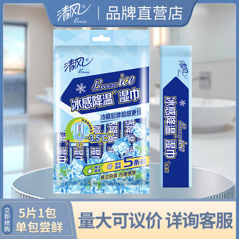 Qingfeng Cooling Wet Wipes 1 Layer 1 Sheet * 5 Pieces 1 Pack Individually Packaged Summer Cool and Refreshing Wet Wipes Bwms6A