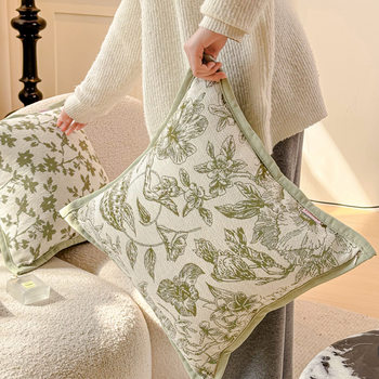 Cross-border Nordic Ins Chenille Jacquard Pillow Small Fresh Flower Cushion Living Room Sofa Pillowcase Decoration