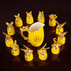Small mouth ceramic wine set 12 zodiac animal head high-grade suit gold-plated gift wine glass wine dispenser white wine yellow wine warm