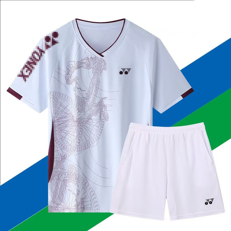 ชุดแบดมินตันฤดูร้อน Yy แขนสั้น สำหรับผู้ชายและผู้หญิง เสื้อผ้ากีฬาแห้งเร็ว ระบายอากาศได้ดี ชุดฝึกซ้อมและแข่งขันแขนสั้น ชุดวอลเลย์บอลอากาศ