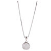 Japanese and Korean Style White Chalcedony Round Pendant Necklace Can Be Worn by Both Sides, Clavicle Chain, Fashionable Short Women's Neck Necklace