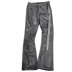 Ro Wax Pants Ro Long Pants Ro Pure Handmade Wax Coating Wax Surface Flared High Elasticity Jeans Ro Dark Style Cotton