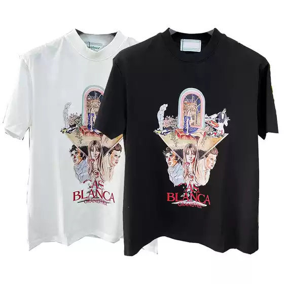 2023 Summer New European and American Trend Foreign Trade Cross-border Fashion Casual Round Neck Short Sleeve Men's T-shirt Top Half Sleeve
