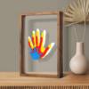 Cross-Border Handmade DIY Four-Slot and Five-Slot Acrylic Paint Family Handprint Photo Frame Couple Wooden Craft Gift Set