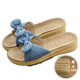 New Pure Linen Slippers Thick-Soled Home Sandals Women's Indoor Home Thick-Soled High-Heeled Shoes Four-Season Slippers