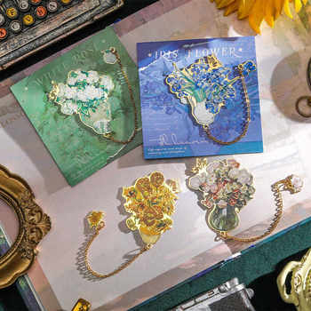 Retro Oil Painting Metal Bookmark Student Label Reading Book Page Holder Exquisite Kidsren's Holiday Gift Stationery Prizes