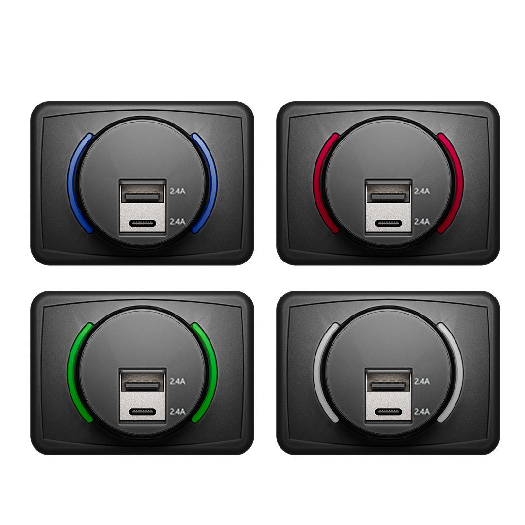 Modified Car Charger Dual USB Smart Car Mobile Phone Charger 4.8A Fast Charging A+C Port Car Charger Source Manufacturer