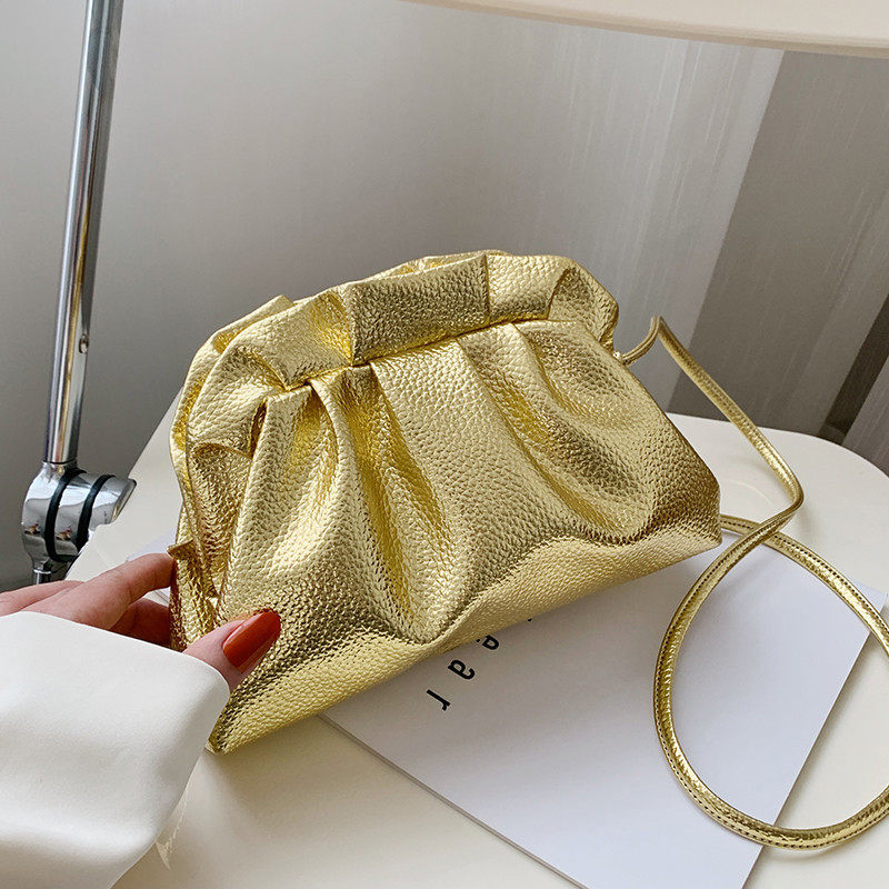 Underarm Cloud Bag Women's Bag Diagonal Small Bag Women's 2024 Spring and Summer Crossbody Fashion One Shoulder Soft Leather Pleated Dumpling Bag