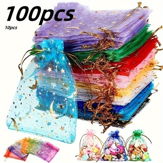Mesh bag organza bronzing silver star moon girdle drawstring storage packaging bag cosmetic snow yarn bag