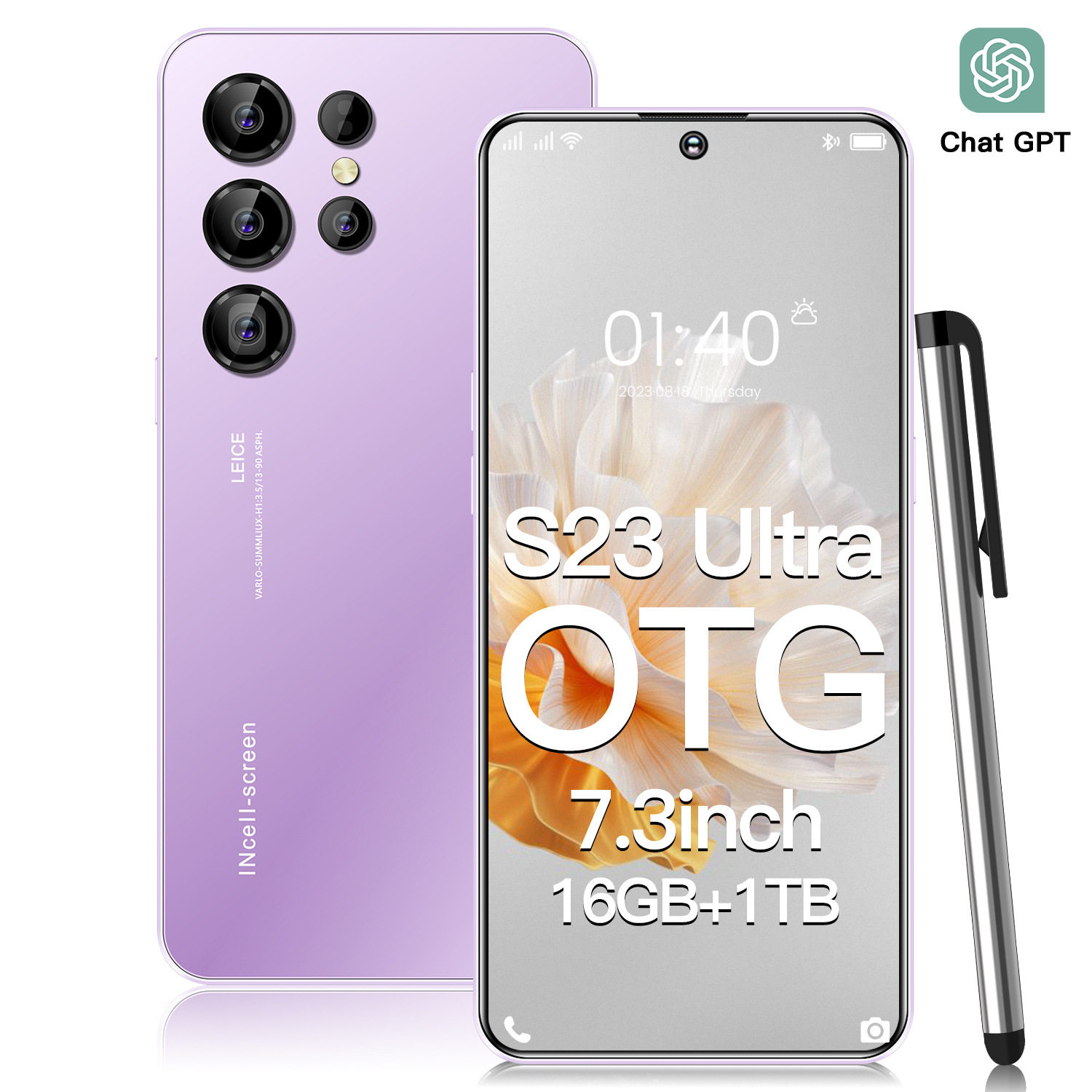 跨境手机7.3寸S23 Ultra高配3+64支持快充OTG侧指纹解锁外贸代发