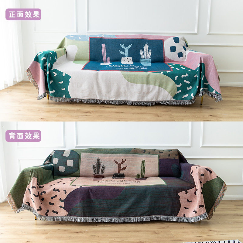American-Style Floral and Bird Sofa Cover Full-Cover Sofa Slipcover Knitted Thread Blanket Personalized Single, Double, and Three-Seater Combination Sofa Cushion