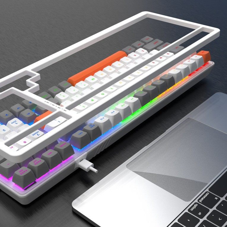 Factory Customized Jk98 Korean and Russian 100-Key Mechanical Keyboard Hot-Swappable Wired Wireless Gaming Keyboard E-Sports