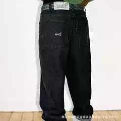 DM 2024ss three-dimensional embroidery letter labeling Denim trousers high street style men and women same fashion