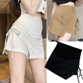 Pregnant Women's Short Pants Skirt Summer New Style Outer Wear Fashion Drawstring Slim Skirt Imitation Denim Belly-supporting Skirt Summer