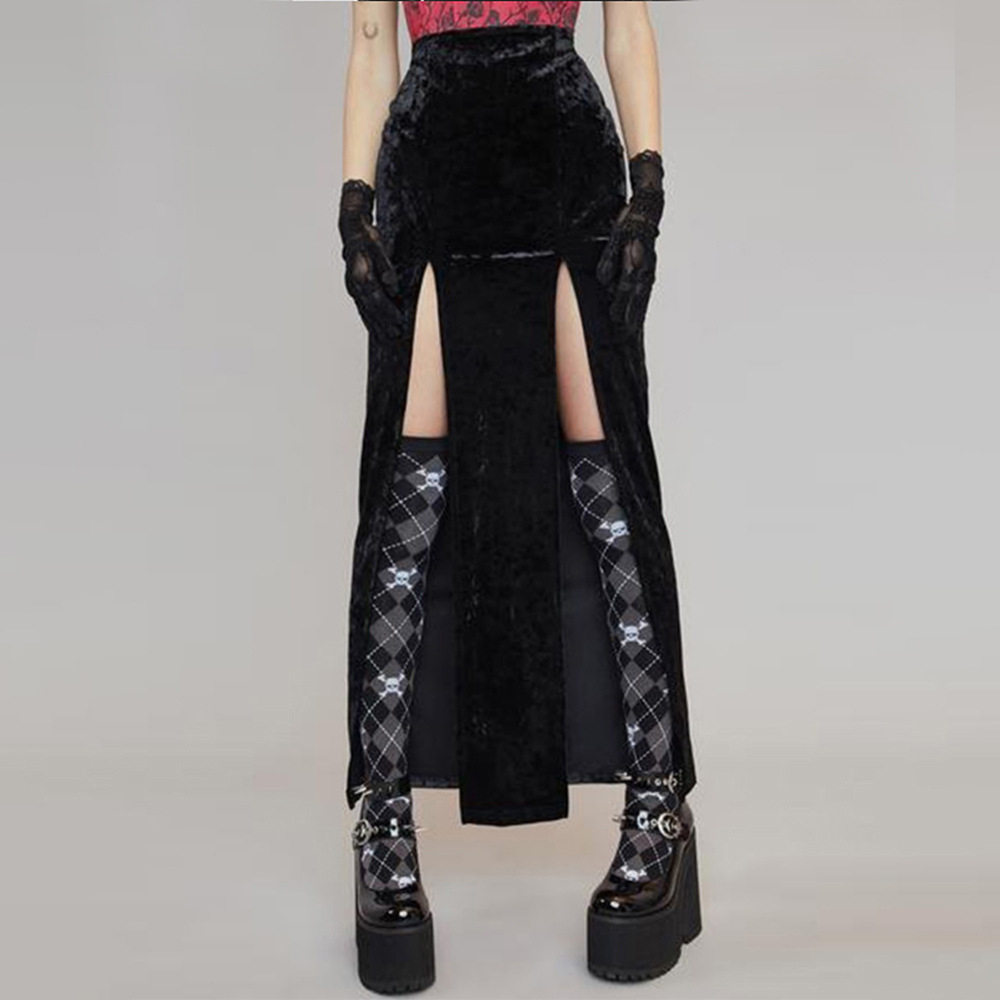 Womens Street Style Rock Inspired Split Hem Skirt Sexy Design Halloween Theme Autumn Winter Collection Wholesale