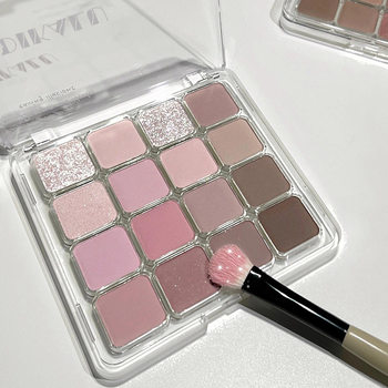 Dikalu Grids 16-Color Eye Shadow Palette Pink Brown Honeydew New Color Matte Pearlescent Sequin Blush Blue Eye Shadow Ins