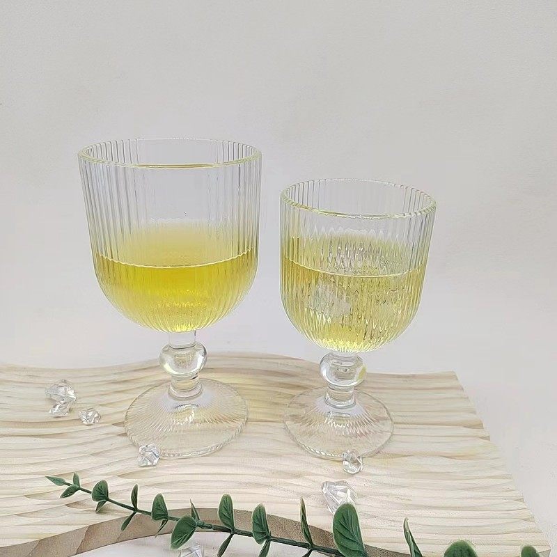 European-style retro ins style vertical pattern goblet wine glass champagne glass high-looking glass retro goblet series