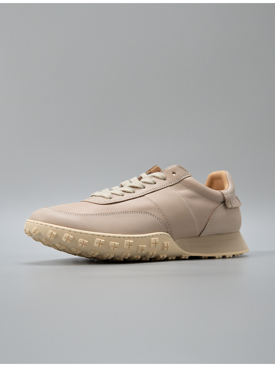 Giày sneaker nam da bò thật thủ công đế dày kiểu Forrest Gump — Màu trắng ngà