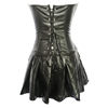 Women's Leather Corset Bodysuit with Zipper, Tummy Control, Gathered Design, High-Waisted, and Separate Skirt Set