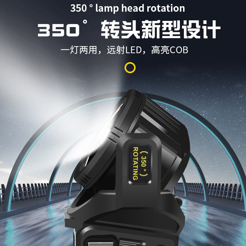 2024 Cross-Border Rotating Multifunctional Solar Portable Searchlight Flashlight High-Power Lighting Solar Strong Light