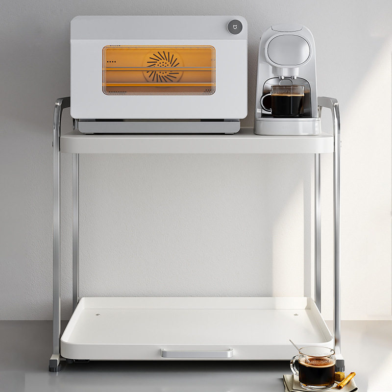 Double-layer Kitchen Microwave Oven Storage Rack Kitchen Countertop Multi-functional Pull-out Rice Cooker Oven Storage Rack