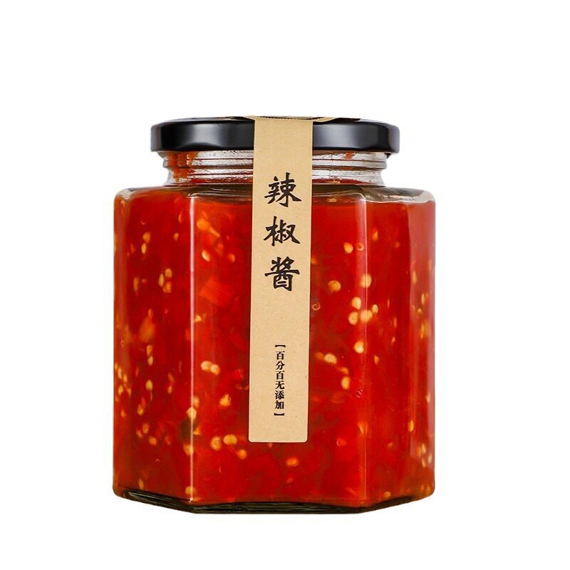 Hexagonal Glass Jar, Sealed Pickle Bottle, High Temperature Resistant Honey Bottle, Jam Chili Sauce Bottle, Hexagonal Mason Jar