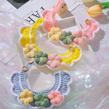 Pet Handmade Knitted Collar Cat Wool Decoration Collar Knitted Cute Dog Bib Bib Slippery Towel