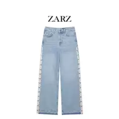 Zarz Homemade European and American Style New Women's Classic Crochet Stitching High Waist Wide Leg Jeans 1889/153