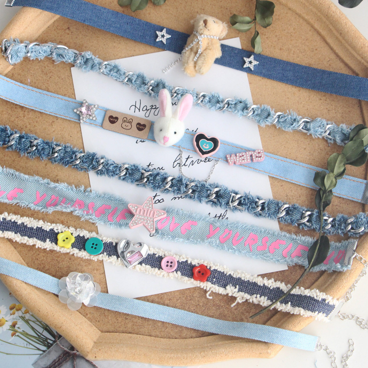 Millennium Style Spice Choker Necklace Love Dopamine Y2K Clavicle Chain Star Denim Sweet Cool Chain Collar