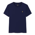 Round neck sapphire blue-yellow label