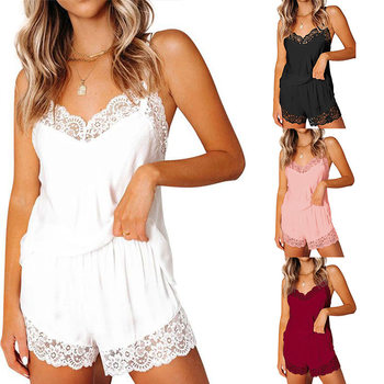 Amazon 2026 European and American Cross-Border Women's Clothing Summer New Sexy Lace Camisole Shorts Set Pajamas Two-Piece Set